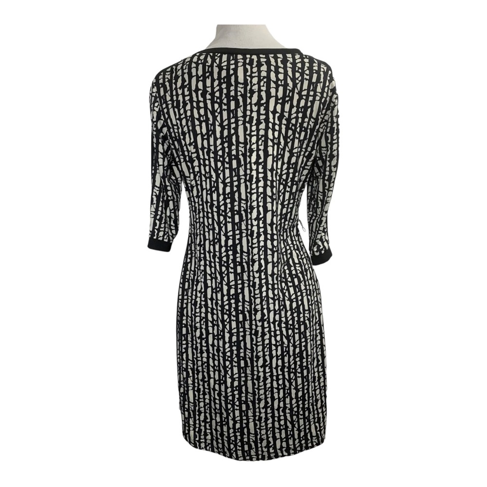 Emma & Michele Shift Dress Black & White Patterned 3/4 Sleeve US Med UK 12-14 - Picture 5 of 13